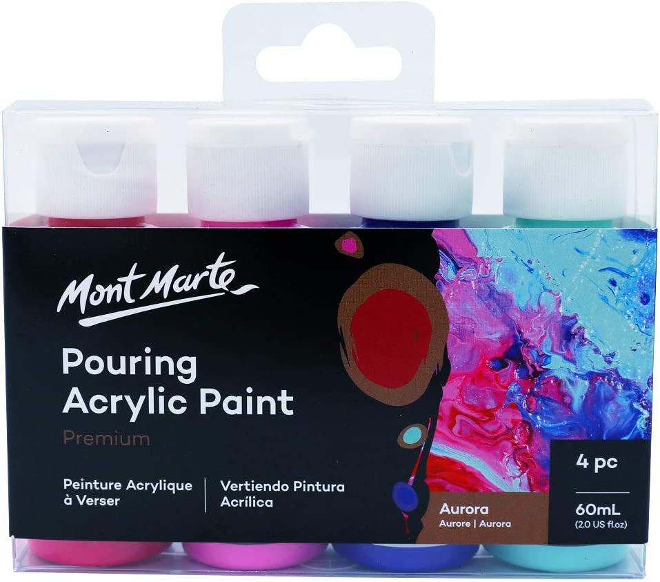 Mont Marte Pouring Acrylic Paint Set Premium 4pc x 60ml Aurora