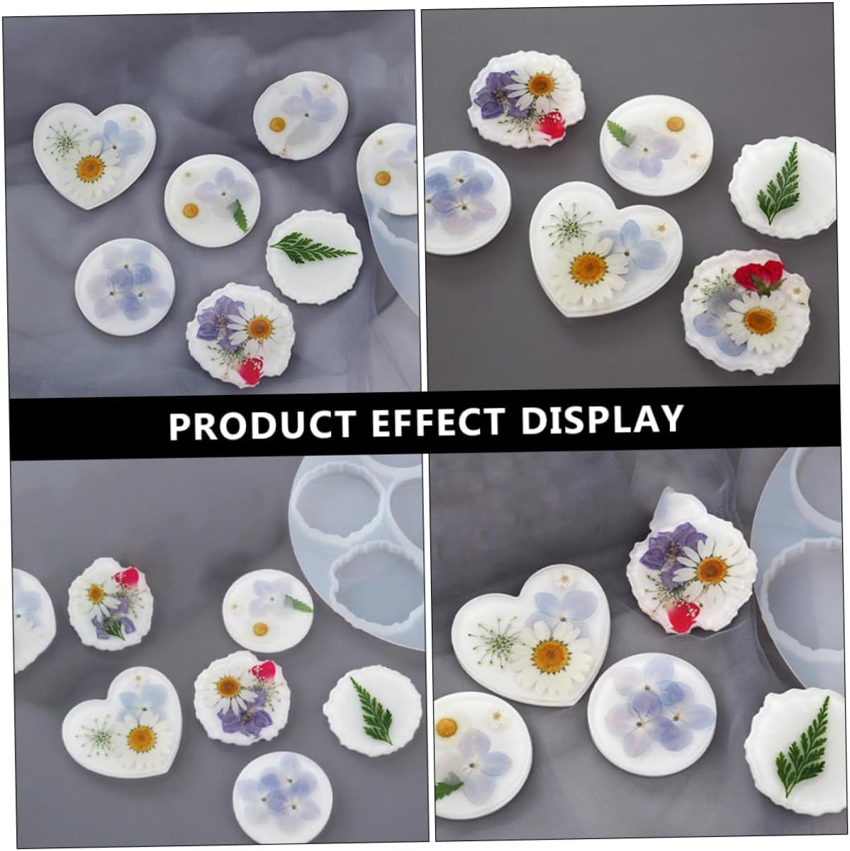 Round Multi-Cavity Silicone Resin Mold – Heart & Round Shape Epoxy Casting Mold for Coasters, Trays & DIY Crafts