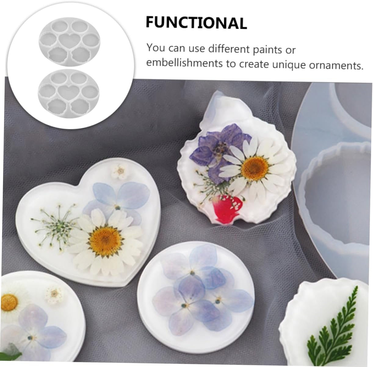 Round Multi-Cavity Silicone Resin Mold – Heart & Round Shape Epoxy Casting Mold for Coasters, Trays & DIY Crafts