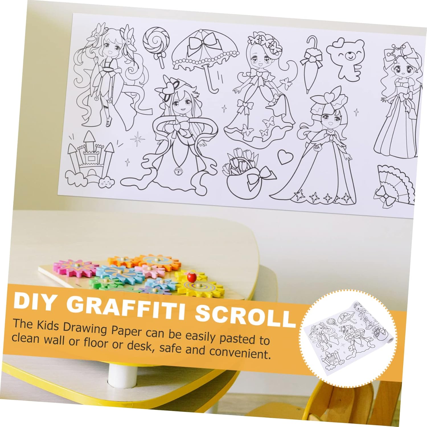 Craffiti Scroll for Children 300x3000mm Wall Sticker Drawing Roll | Reusable Graffiti Coloring Wall Paper for Kids (3+ Years)