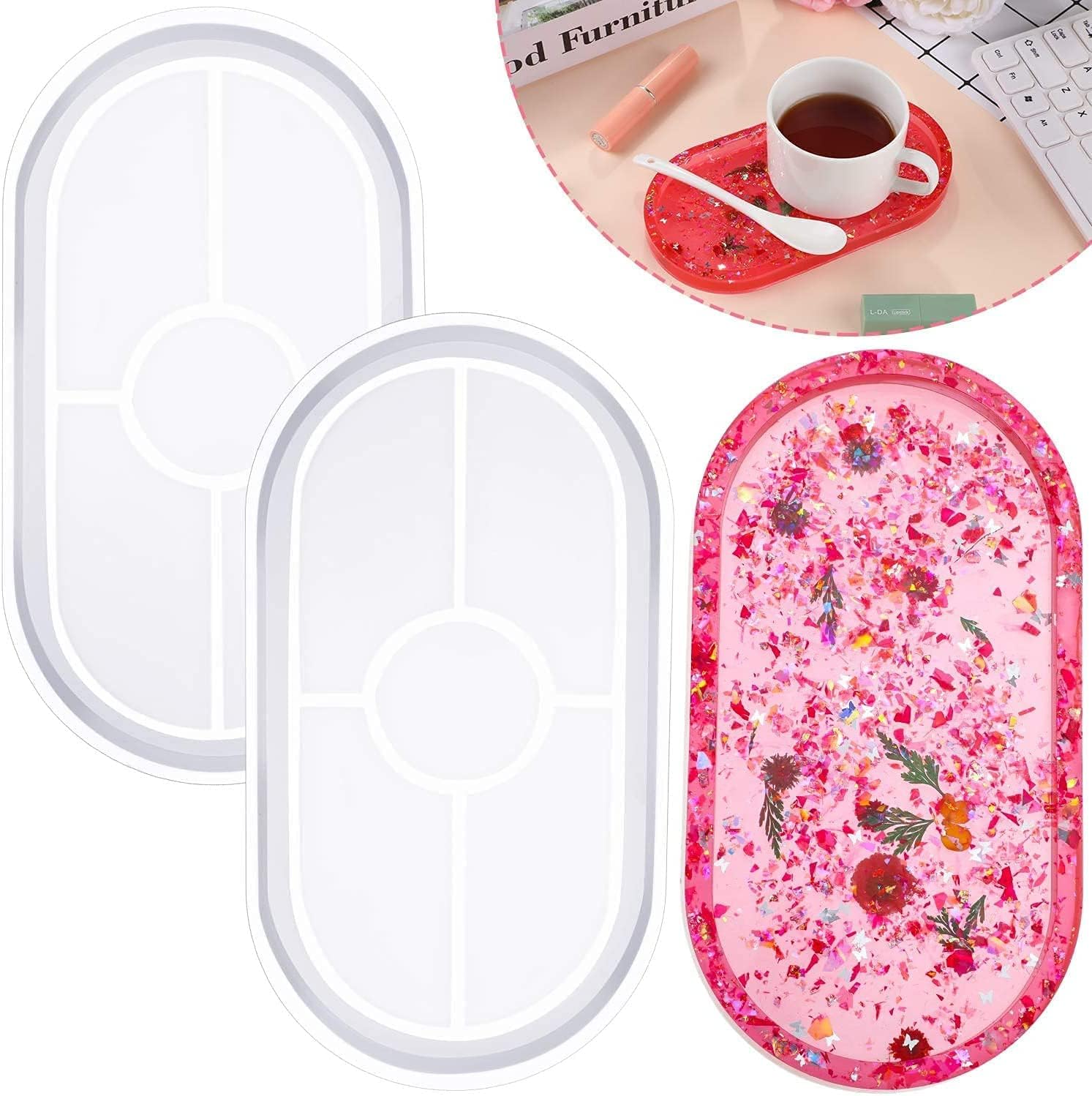Oval Silicone Resin Tray Mold – DIY Epoxy Serving Tray & Decorative Art Casting Mold
