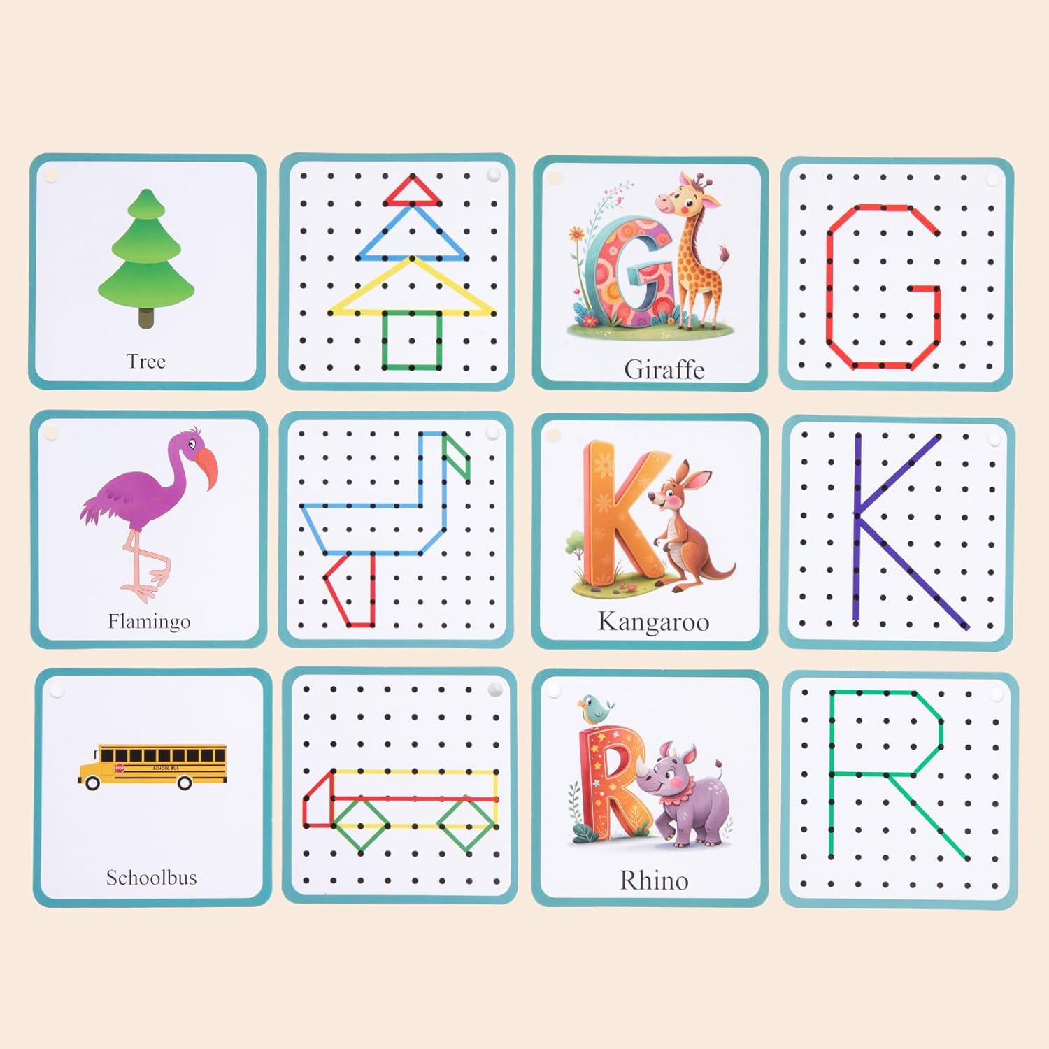 Wooden Geoboard with Rubber Bands Educational Toy