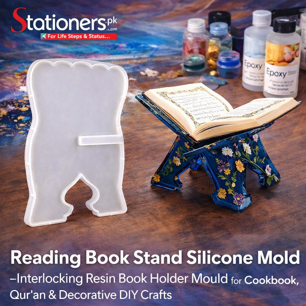 Reading Book Stand Silicone Mold – Interlocking Resin Book Holder Mould for Cookbook, Qur’an & Decorative DIY Crafts