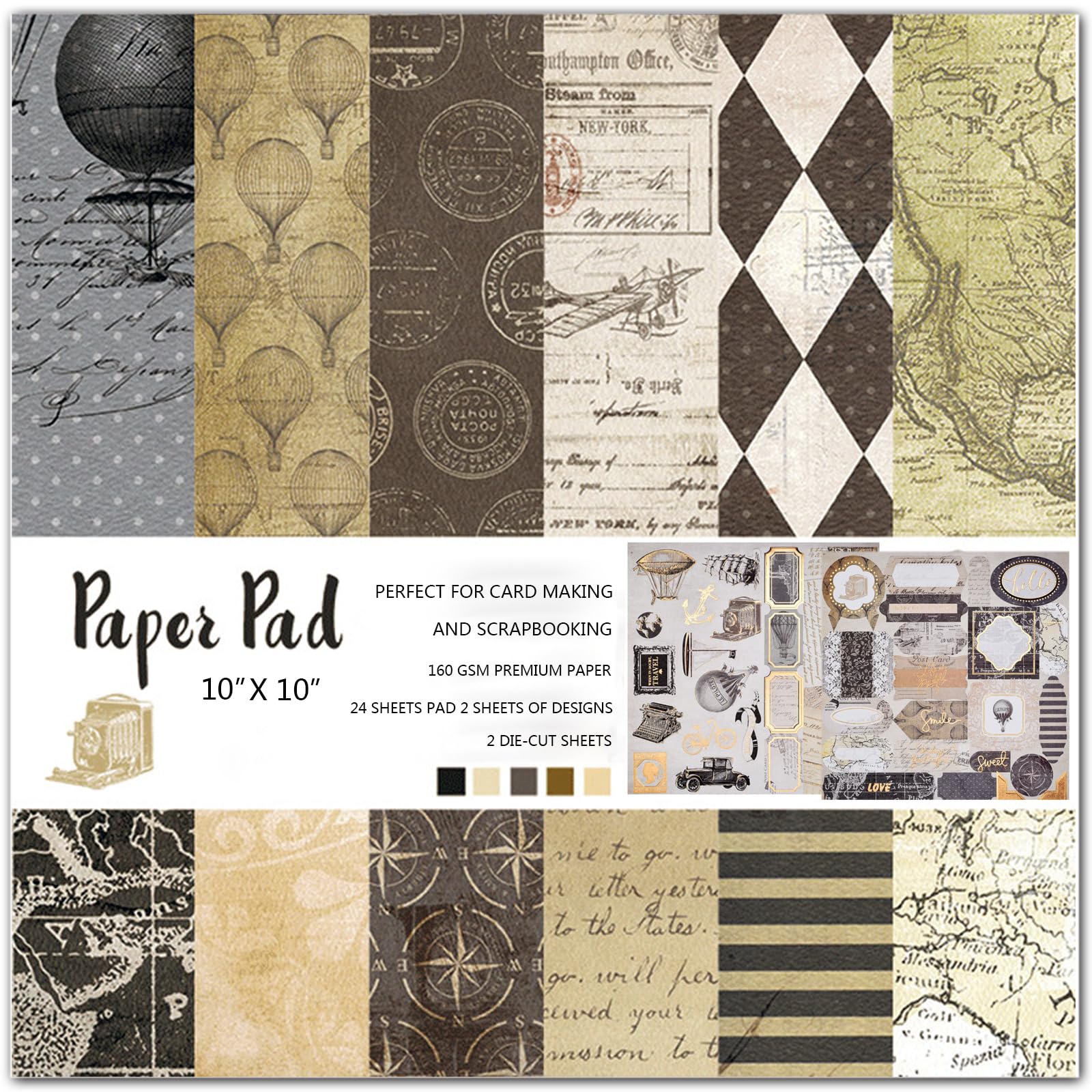 Design Paper Pack Scrapbook - Pattern Paper 10X10 Inches