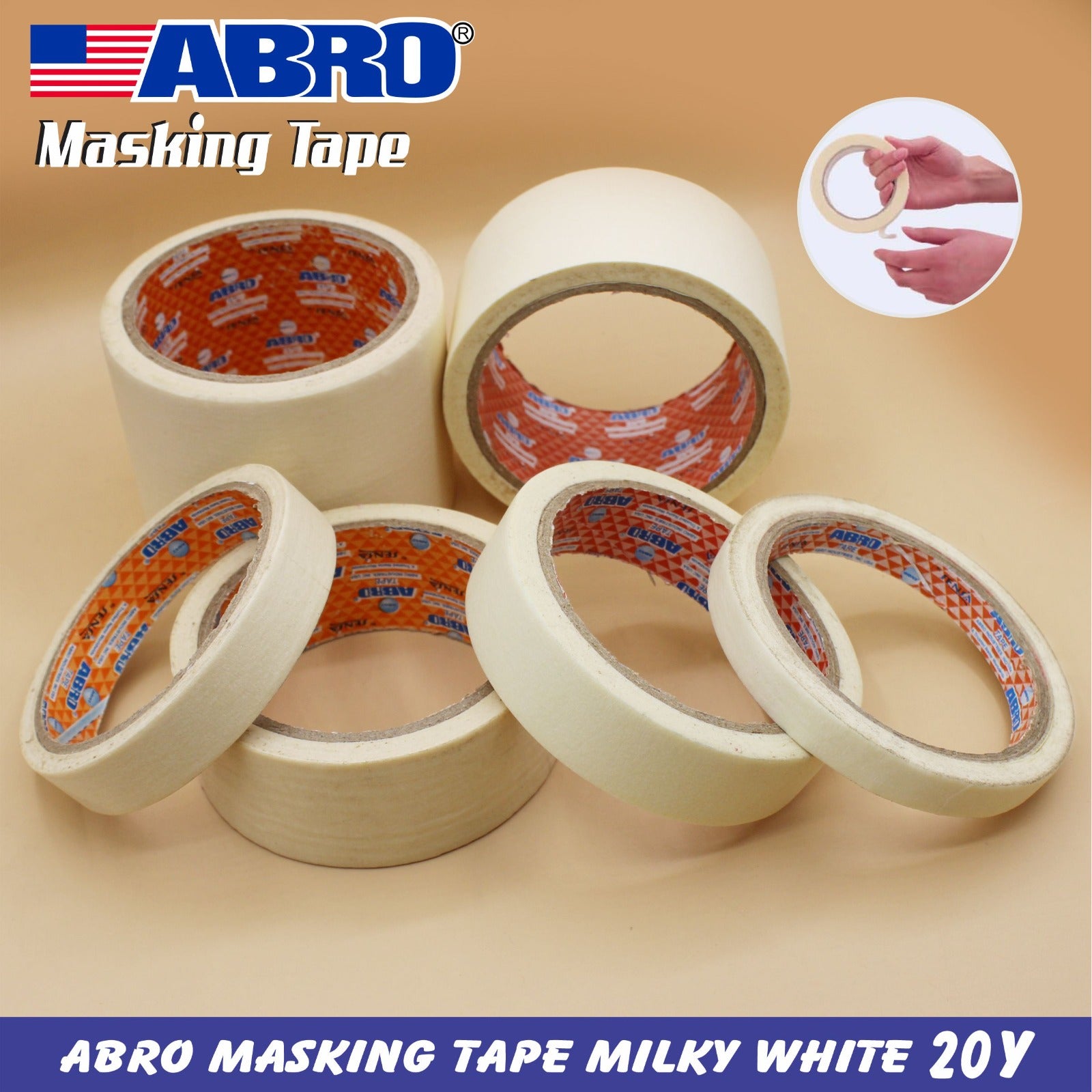 Abro Masking Tape Milky White 20y