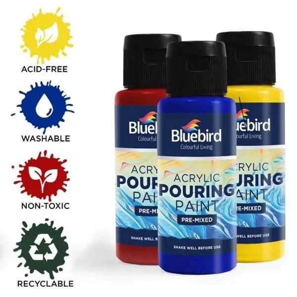 Bluebird Acrylic Pouring Paint Pre-mixed – 100 ml – Set of 6 Primary