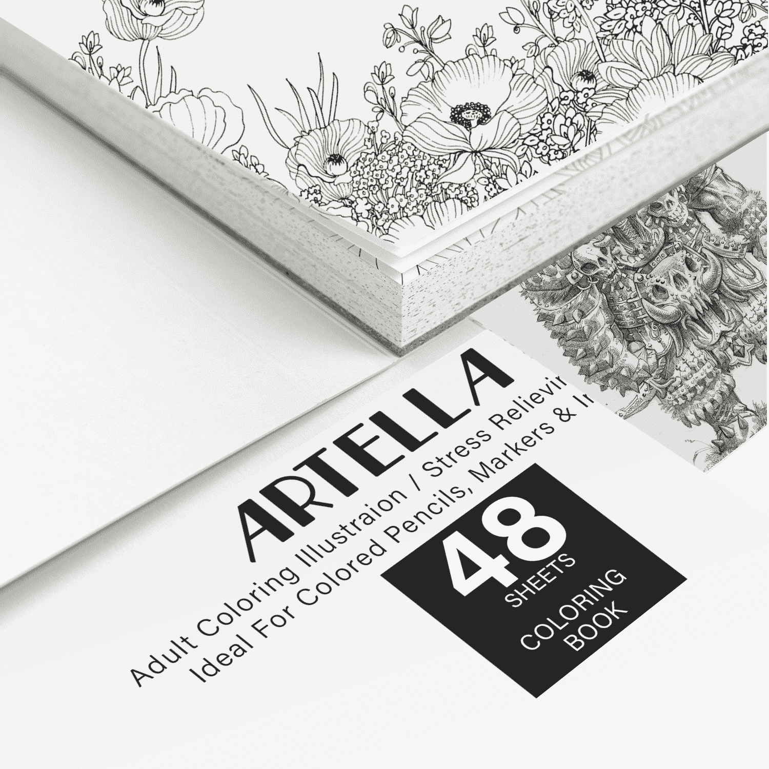 Artella Adult Coloring Book 48 Design 7 x 9.5 inches.