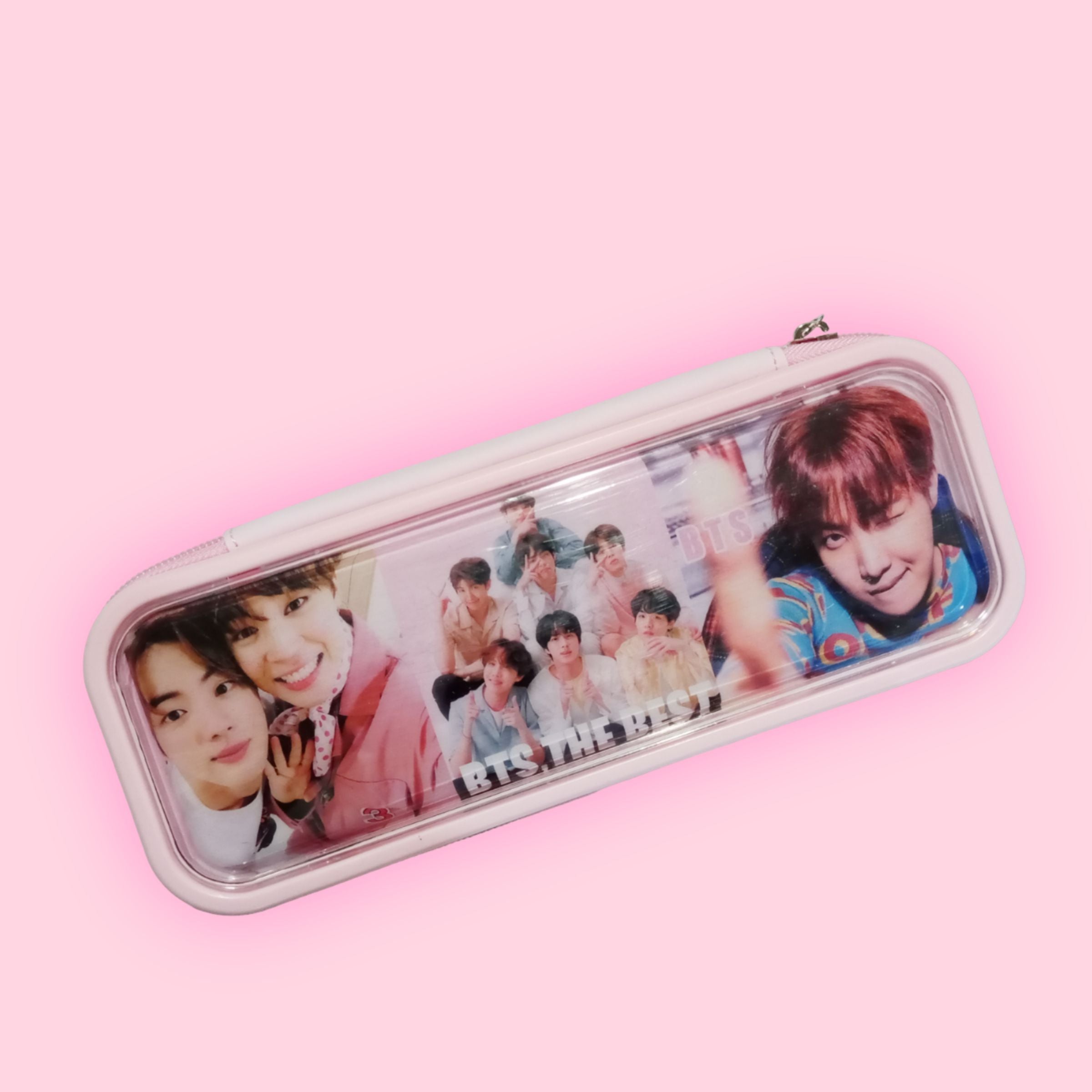 BTS Pink Pencil Pouch With Colorful LED Lights