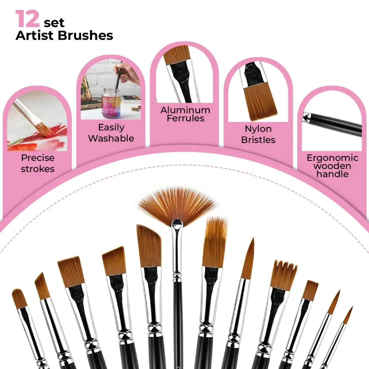 Bluebird Premium Mix Artist Brush Set of 12 – A0016