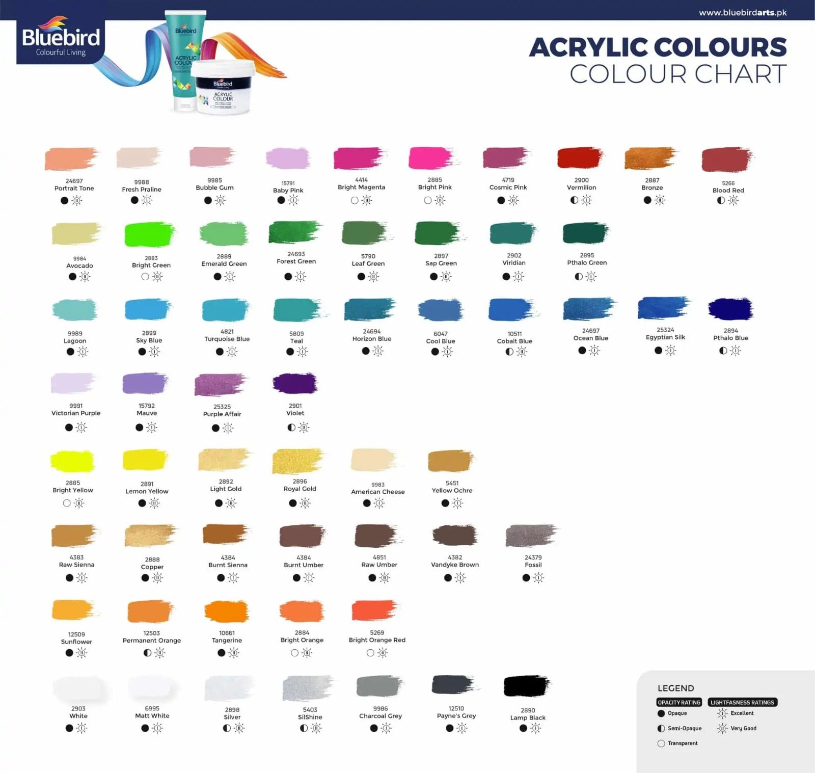 Bluebird Acrylic Colour Bright Shades 75ml