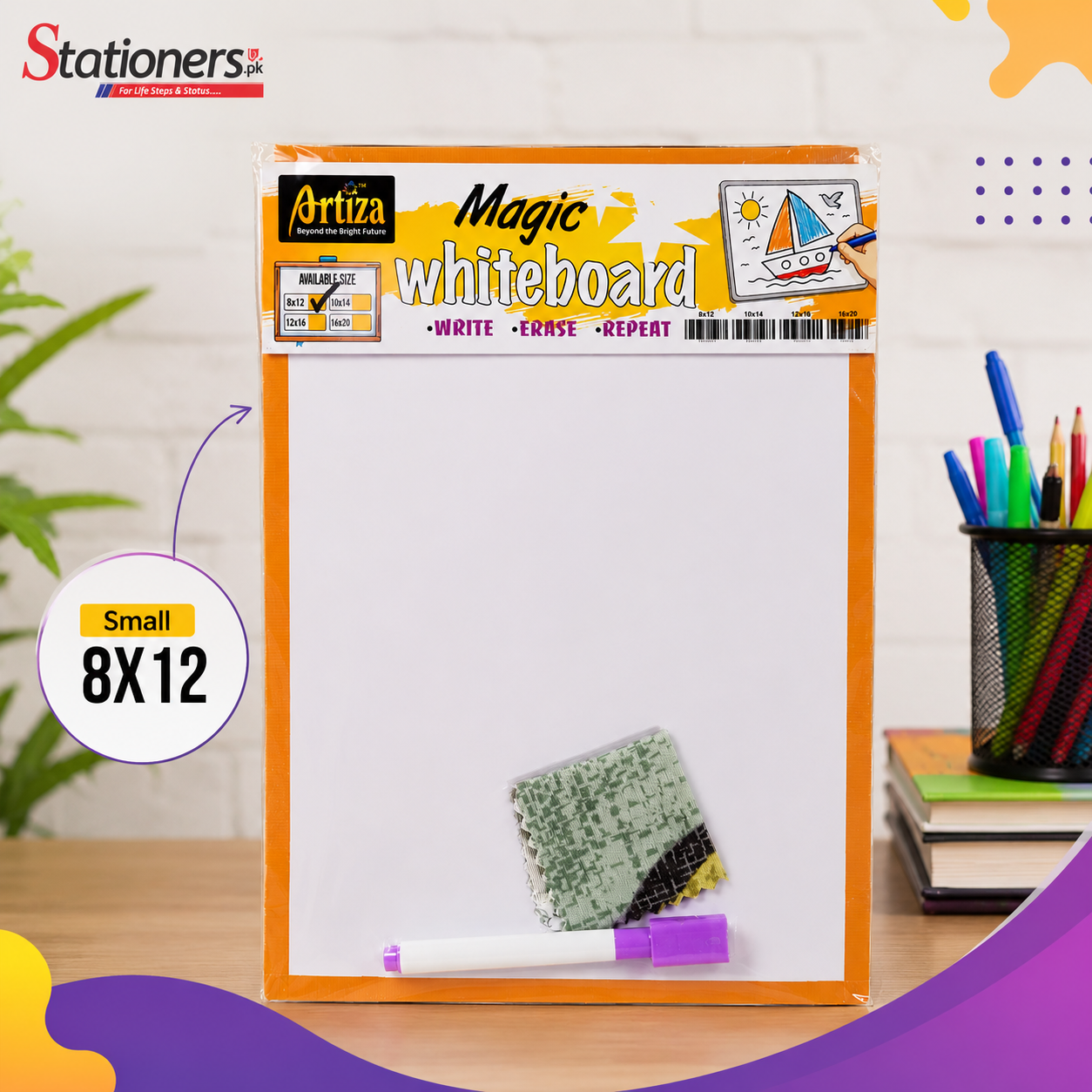 Artiza Magic Whiteboard Formica – Small (8X12), Medium (10X14) &amp; Large (12X16) | Dry Erase Board with Marker &amp; Duster