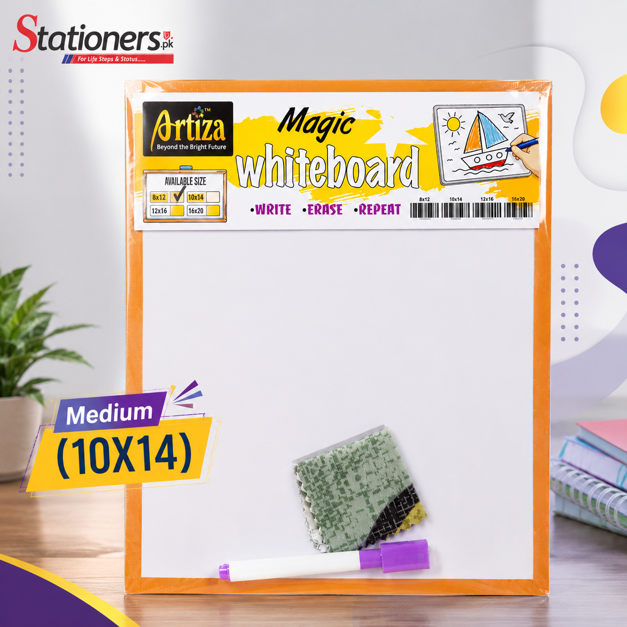 Artiza Magic Whiteboard Formica – Small (8X12), Medium (10X14) &amp; Large (12X16) | Dry Erase Board with Marker &amp; Duster