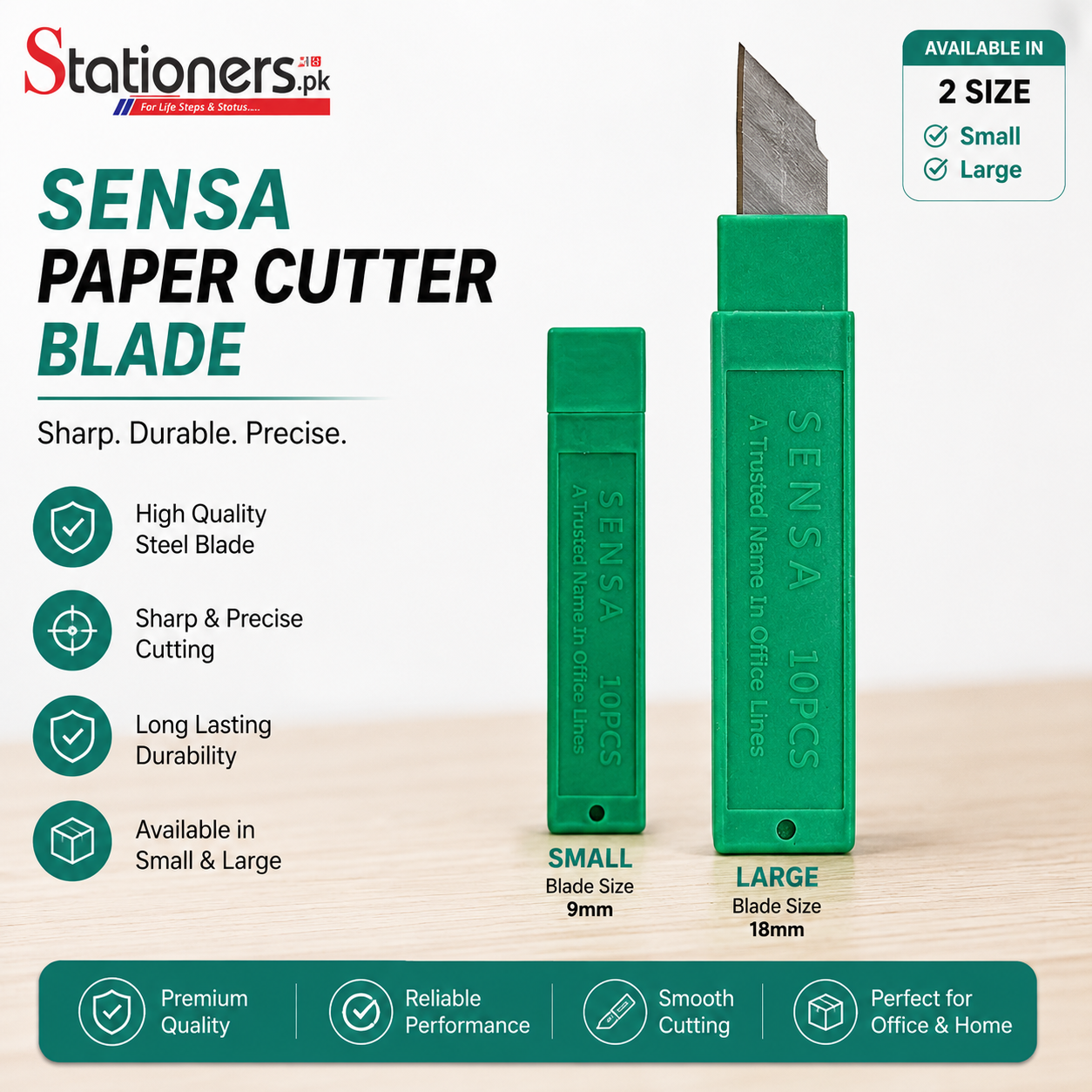 Sensa Paper Cutter Blade Set (Small & Large) 10 Blades| Premium Replacement Utility Knife Blades | Sharp Steel Blades for Office & Craft