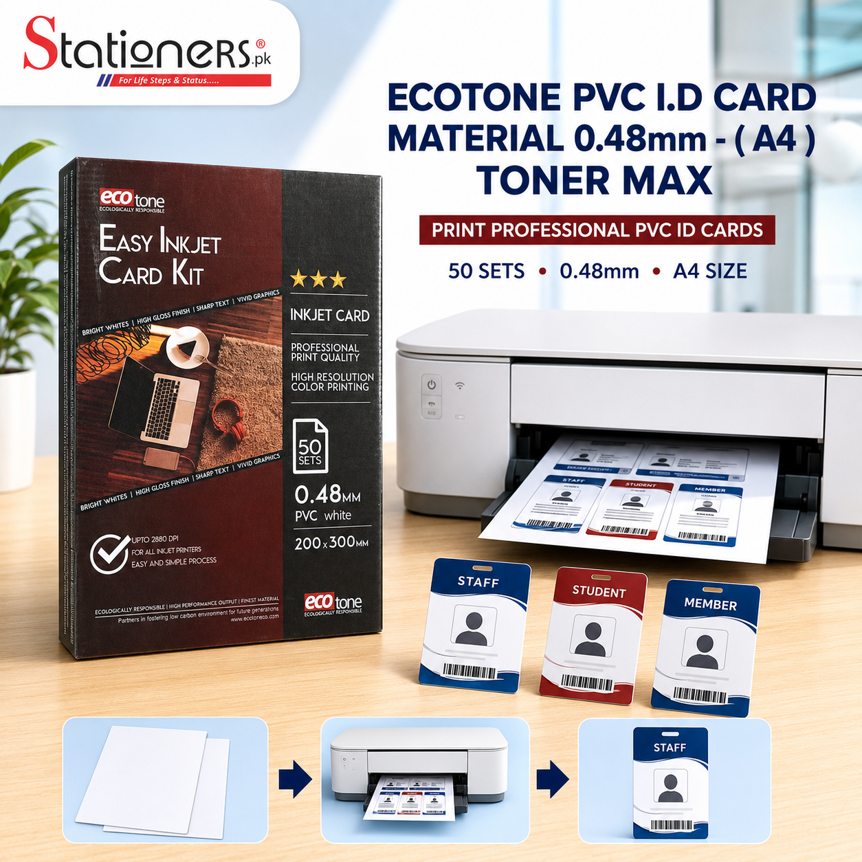 ECOTONE PVC I.D CARD MATERIAL 0.60 - ( A4 ) TONER MAX