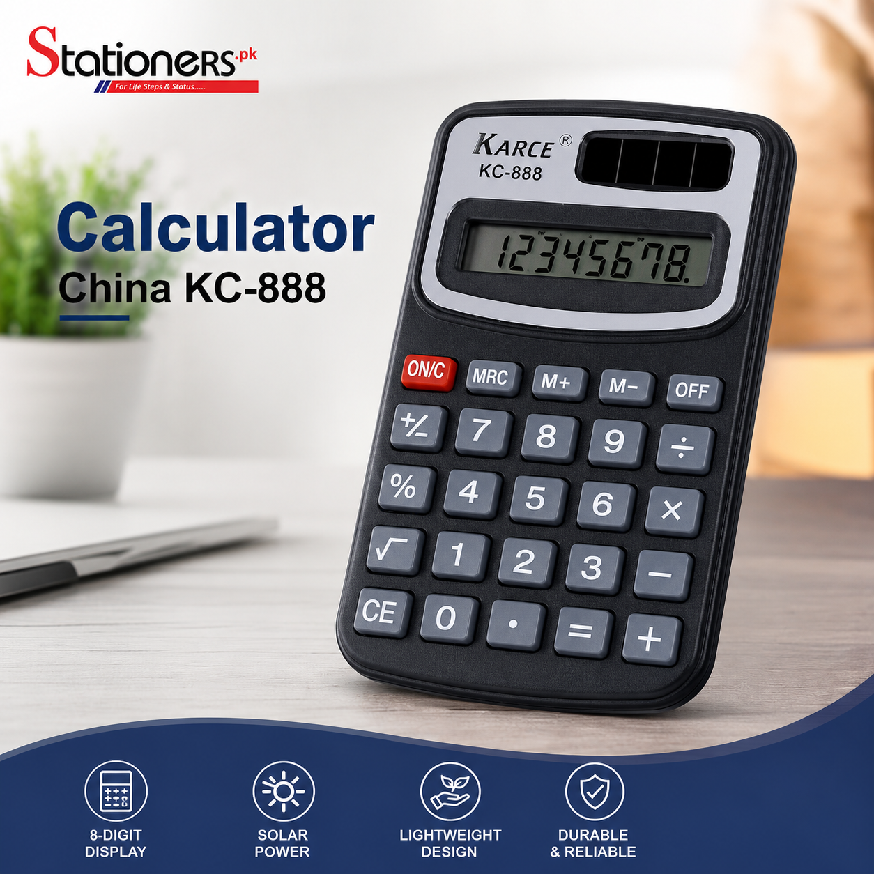 Karce KC-888 Pocket Calculator | 8 Digit Electronic Calculator | Compact Mini Calculator for Office, School & Home
