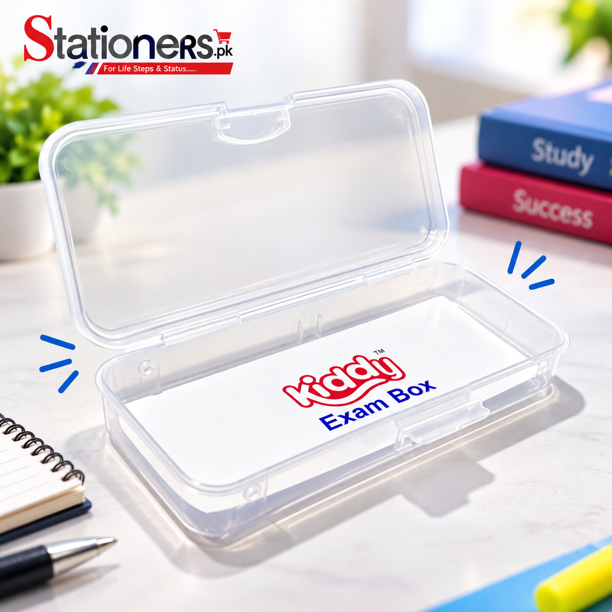 Kiddig Transparent Exam Box – Clear Plastic Stationery & Exam Accessories Case
