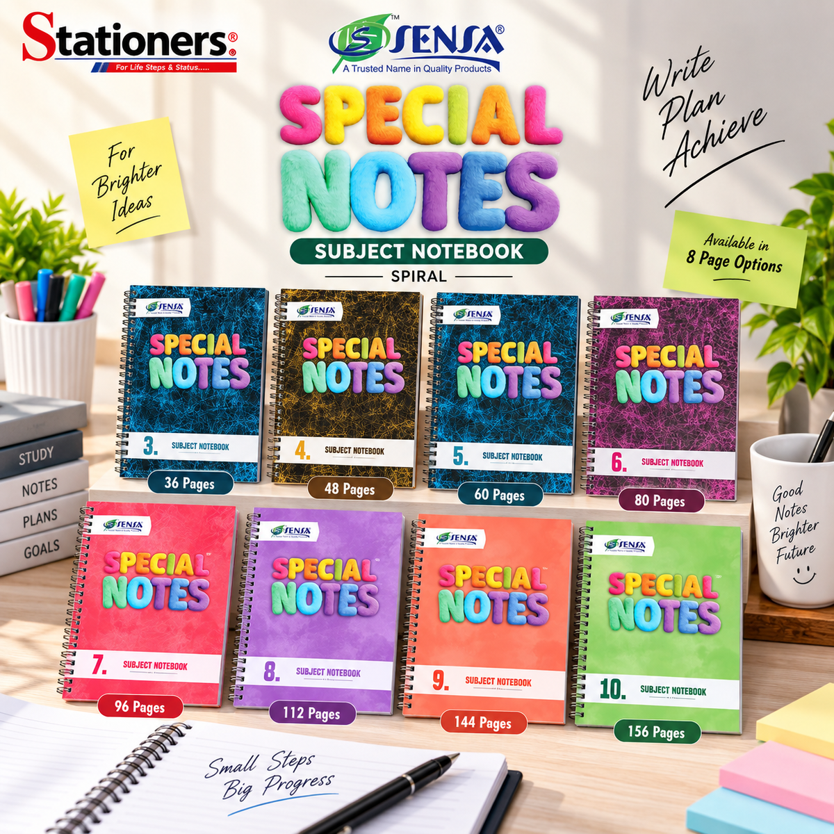 Sensa Special Notes Subject Notebook – Spiral | 36, 48, 60, 80, 96, 112, 144 & 156 Pages