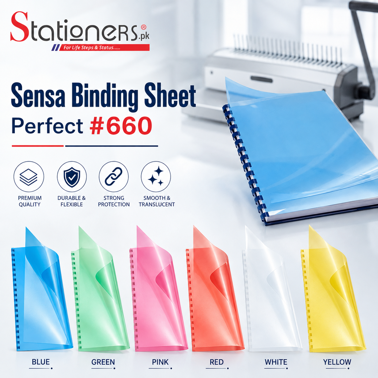 Sensa Perfect Binding Sheet #660 – Blue, Green, Pink, Red, White & Yellow