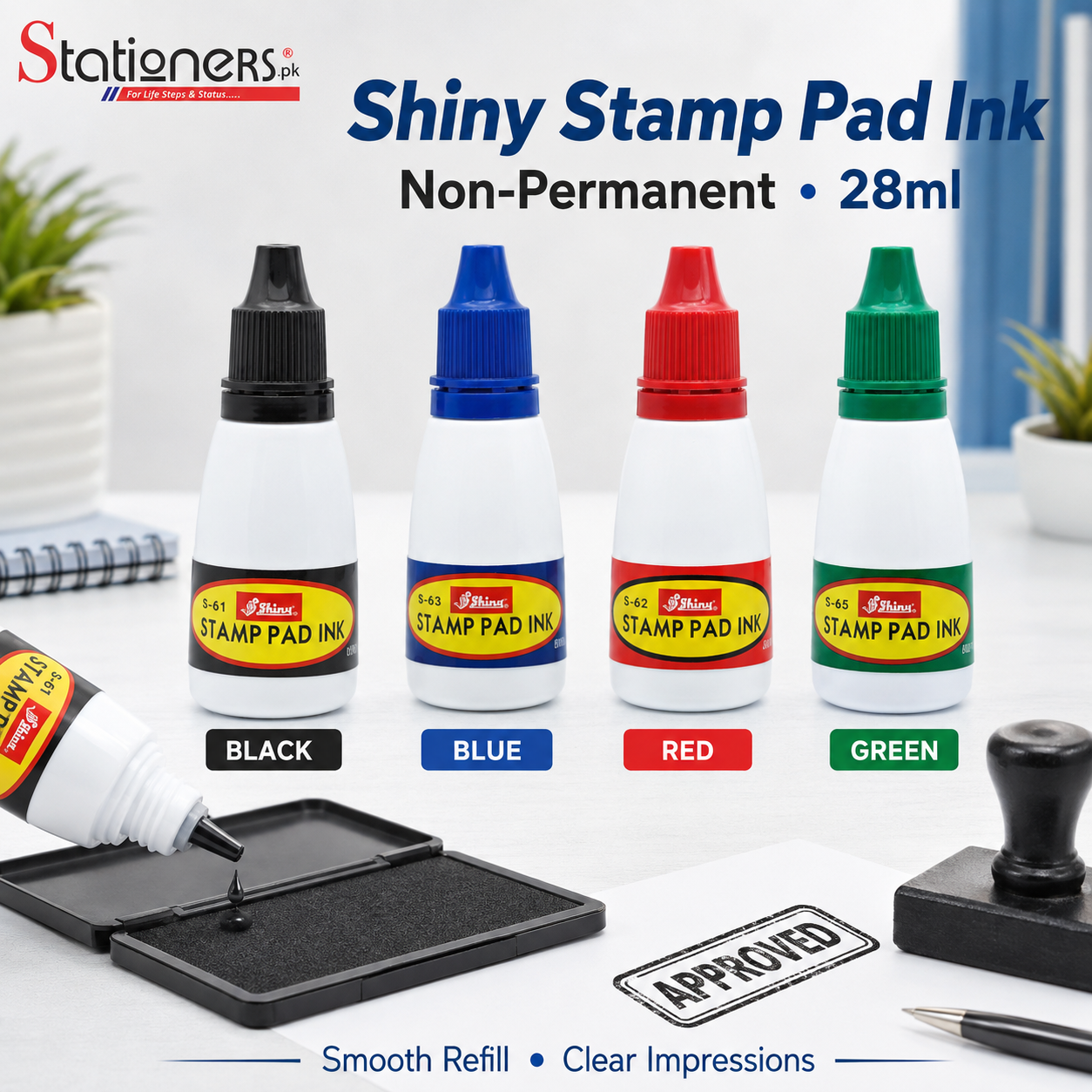 Shiny Non-Permanent Stamp Pad Ink 28ml – Stamp Refill Ink