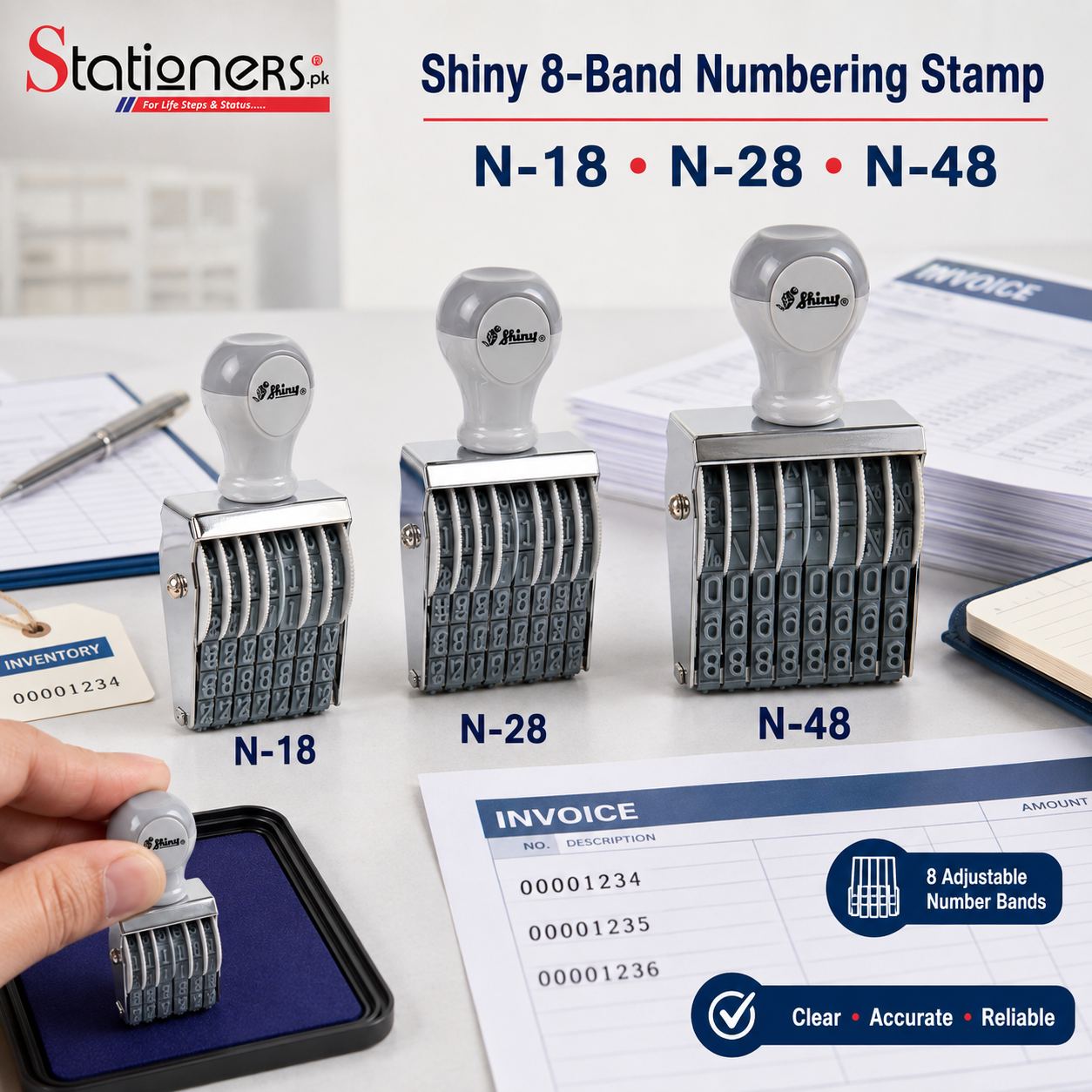 Shiny 8-Band Numbering Stamp – N-18, N-28 & N-48