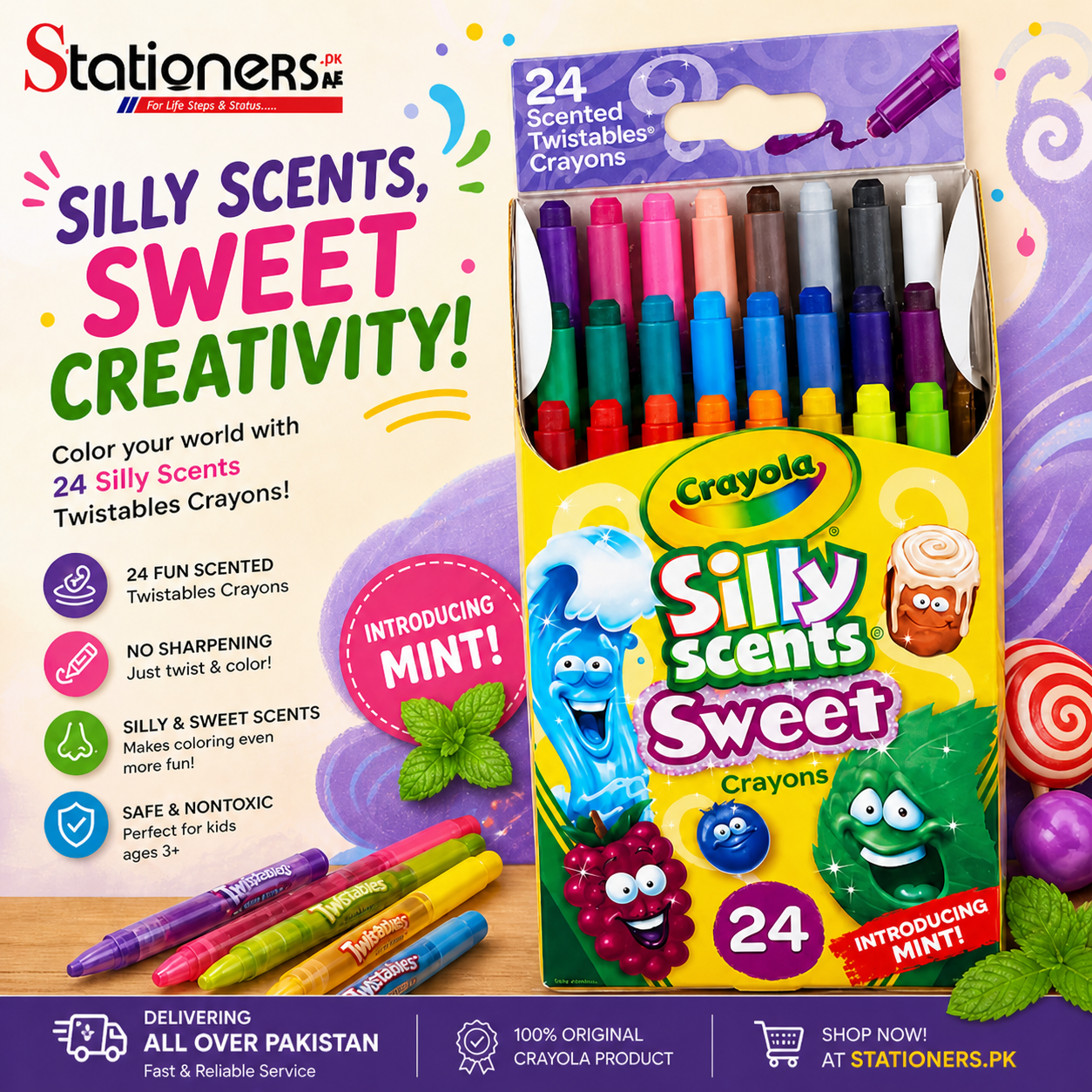 Crayola Silly Scents Mini Twistables Crayons Pack of 24 529624