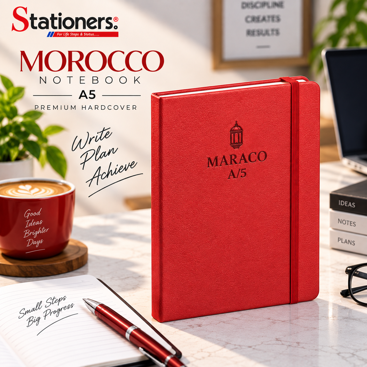 Morocco Notebook A5 – Premium Hardcover | Black, White, Red, Green & Blue