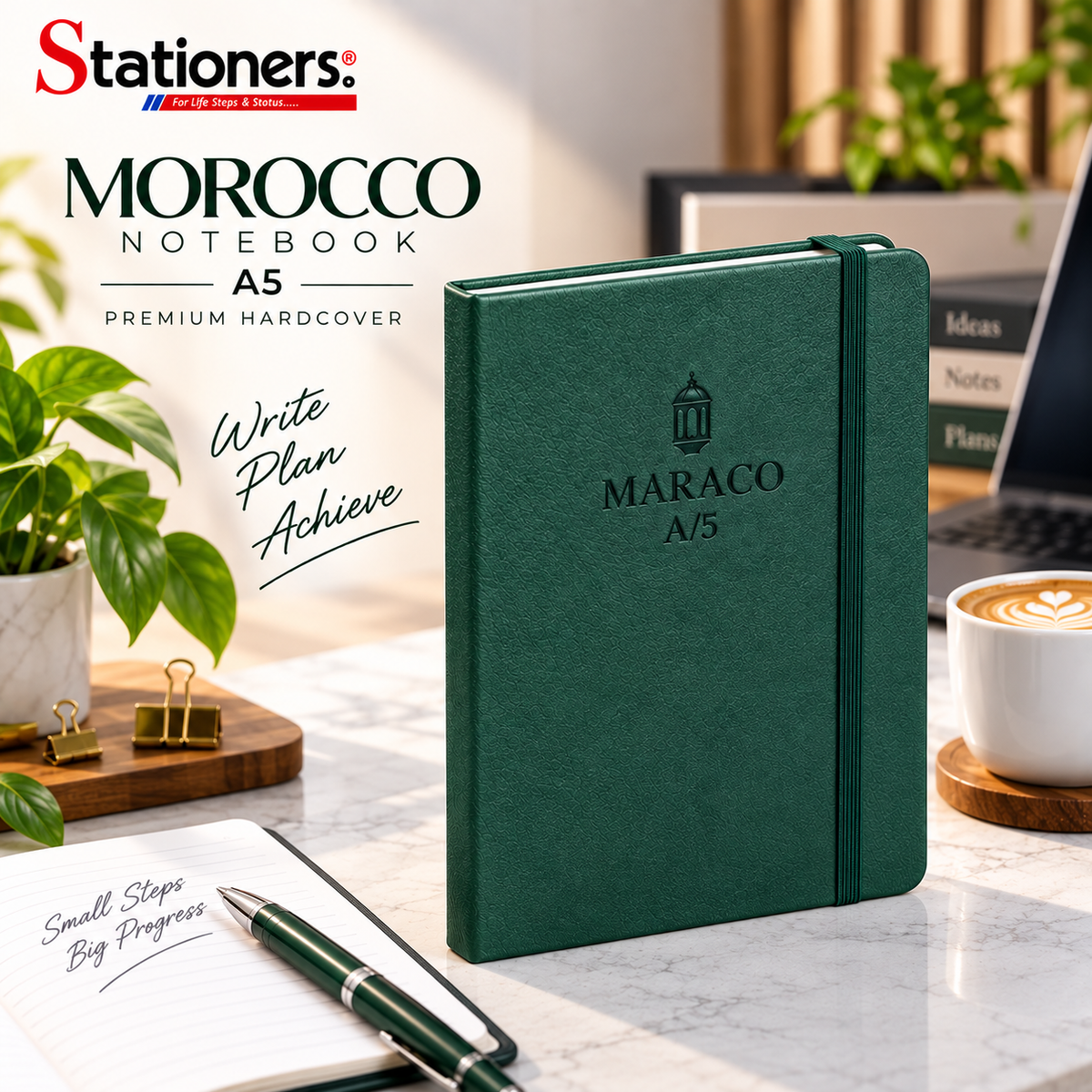 Morocco Notebook A5 – Premium Hardcover | Black, White, Red, Green & Blue