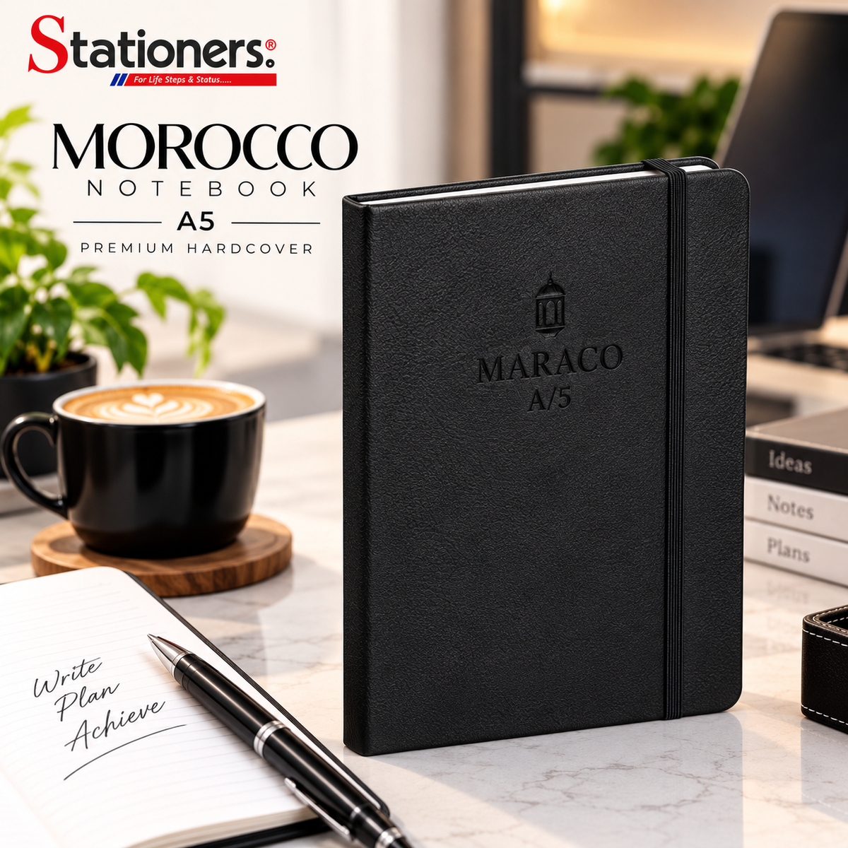 Morocco Notebook A5 – Premium Hardcover | Black, White, Red, Green & Blue