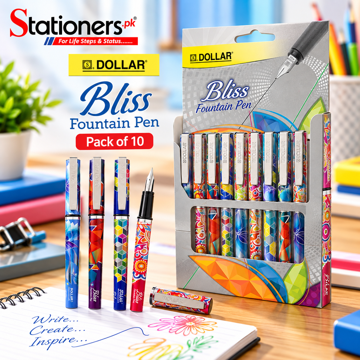 Dollar Bliss Fountain Pen Pack of 10