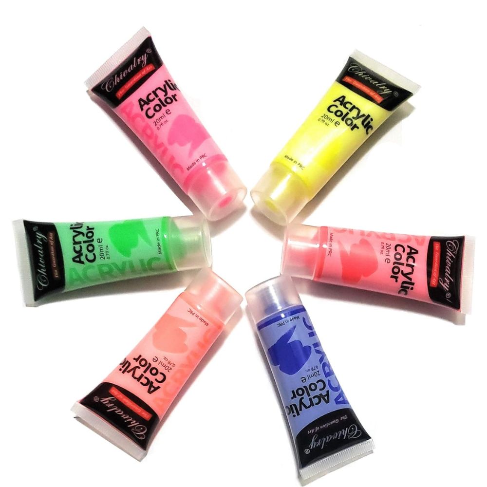 Chivalry Fluorescent Acrylic Paints Set of 6