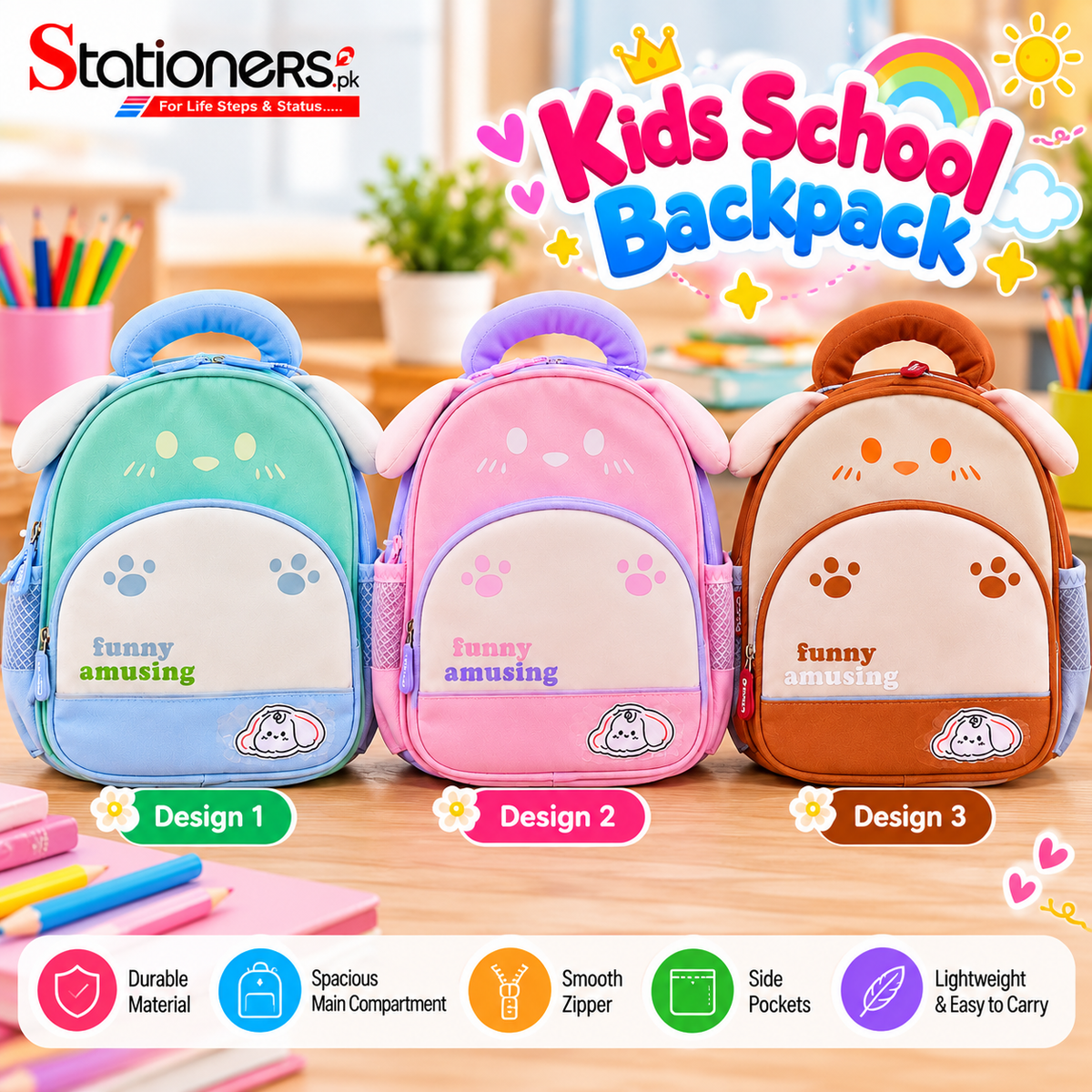 Kids School Backpack – Cute Animal Design, Lightweight Preschool & Kindergarten Bag