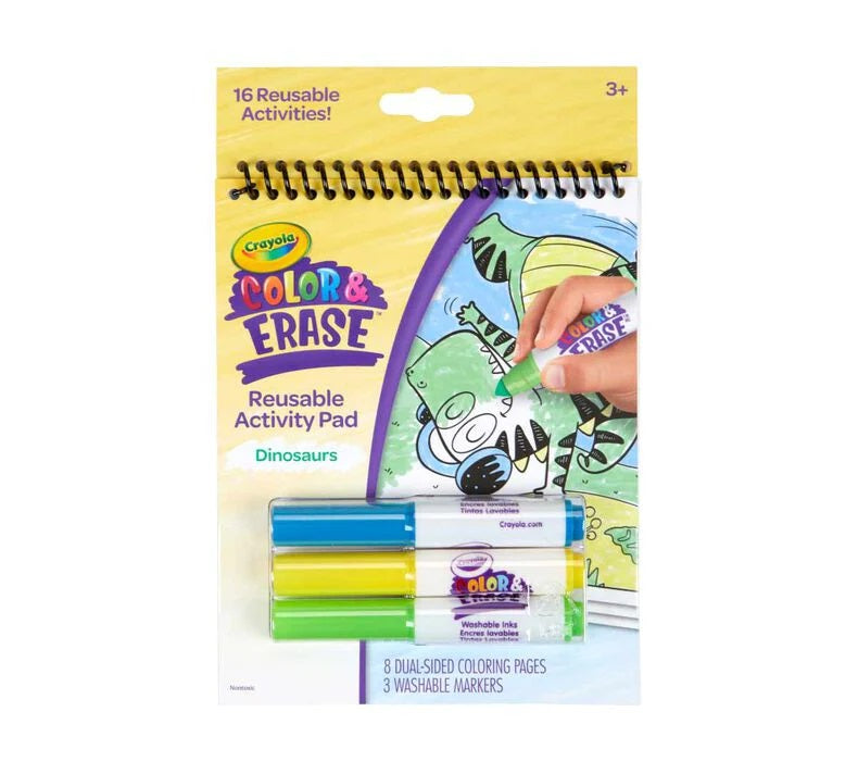 Crayola Dinosaur Color and Erase Reusable Activity Pad with Markers 811491
