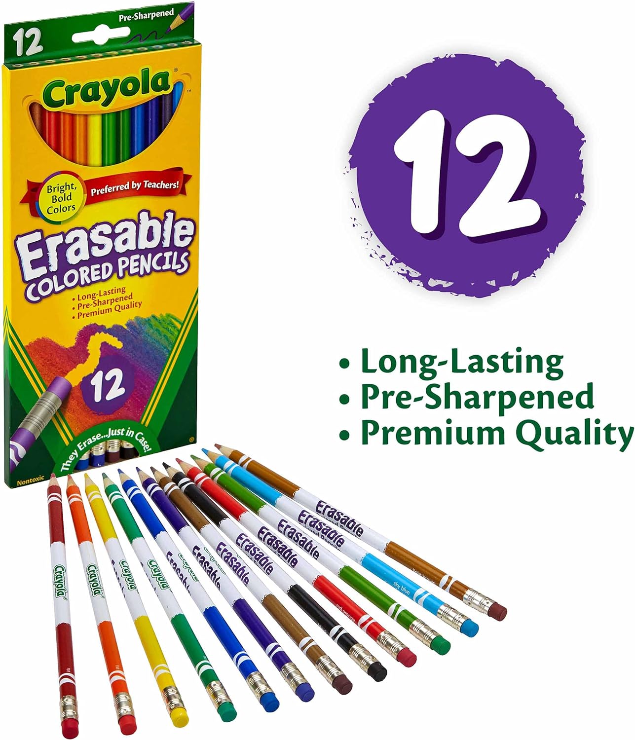 Crayola Erasable Colored Pencils Pack Of 12 684412