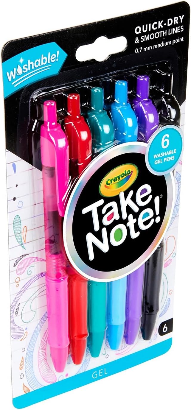 Crayola Take Note Washable Gel Pens Pack of 6 586505