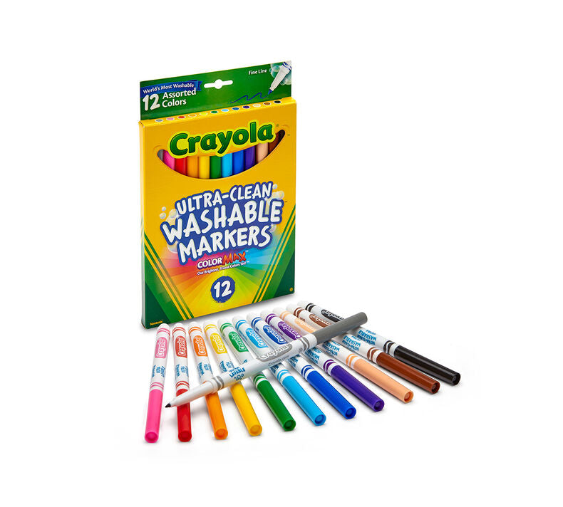 Crayola Ultra-Clean Washable Markers, Fine Point Pack of 12 587813