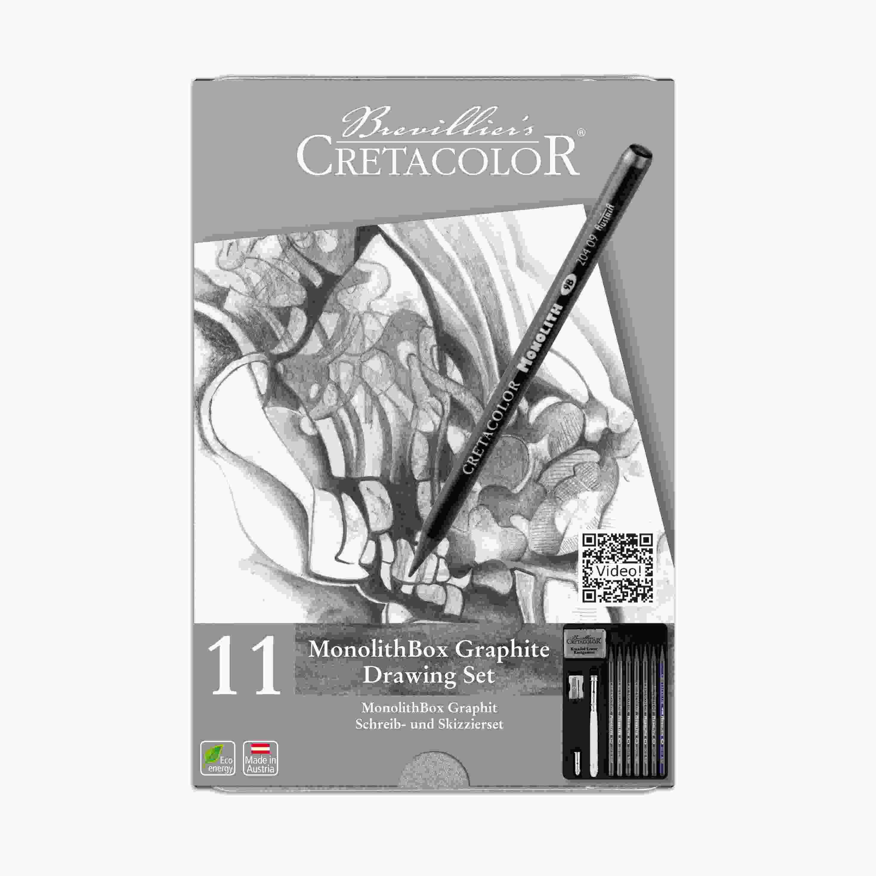 Cretacolor Monolith Graphite Pencil Tin Box Set Of 11