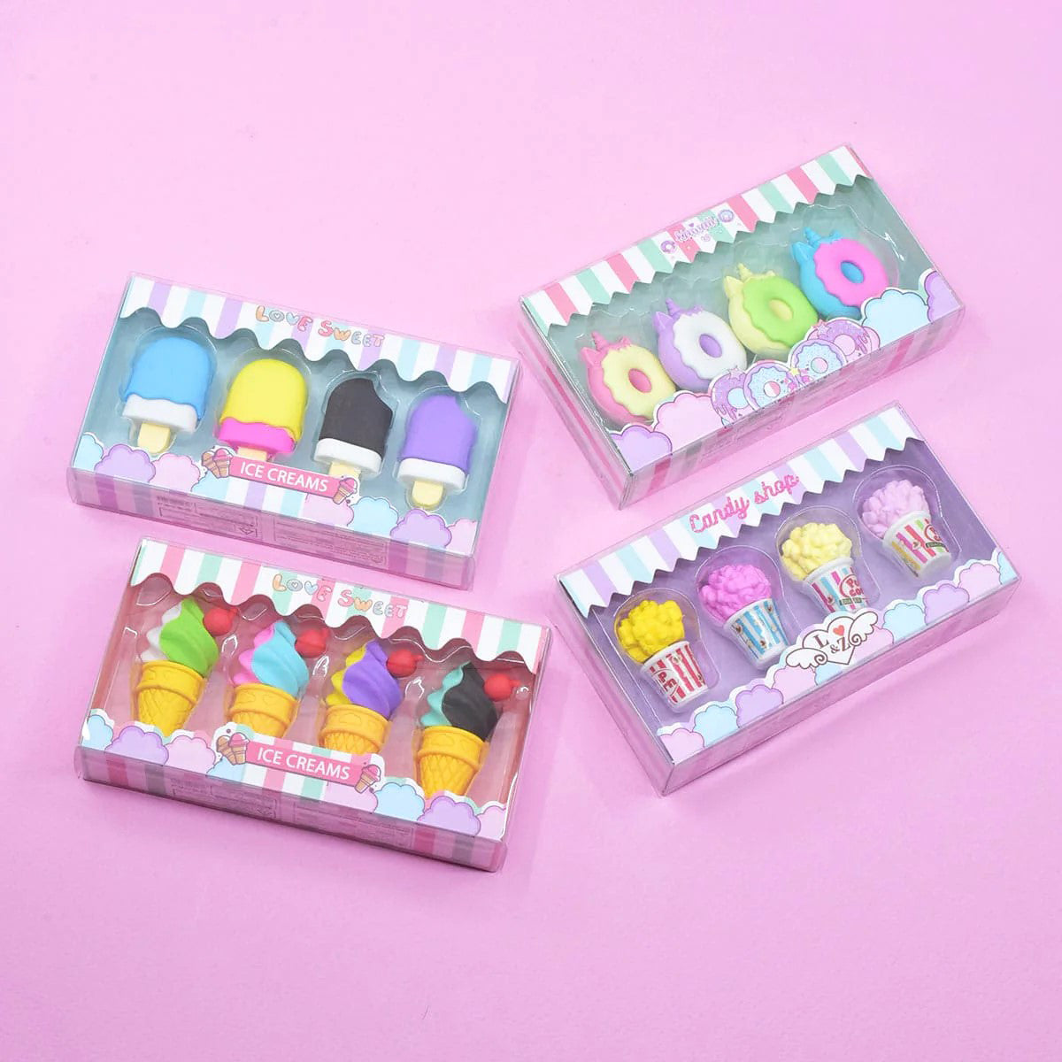 Cute Candy Shop Erasers 4pcs Set