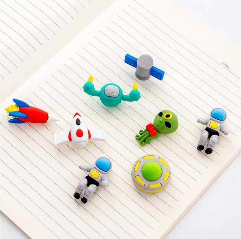 Cute Cartoon Alien Spaceship Erasers for Kids 4Pcs Set