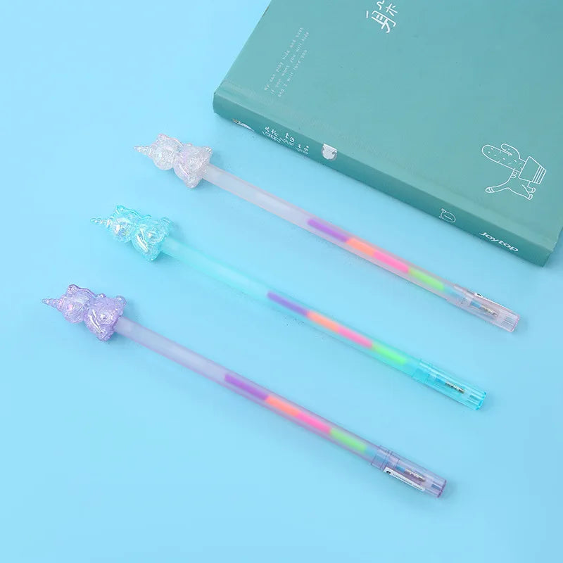 Cute Crystal Unicorn Rainbow Colors Glitter Gel Pen