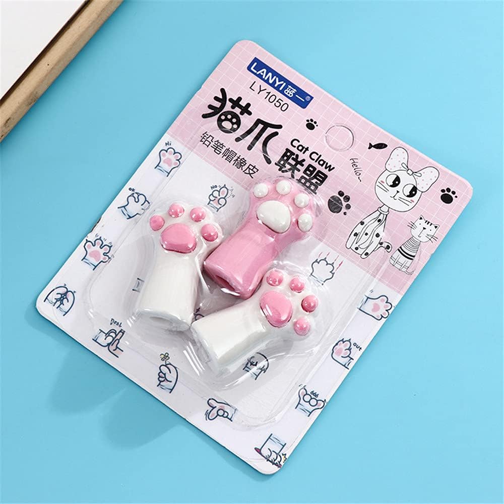 3 Pcs Cute Pink Style Cat Paw Rubber Erasers