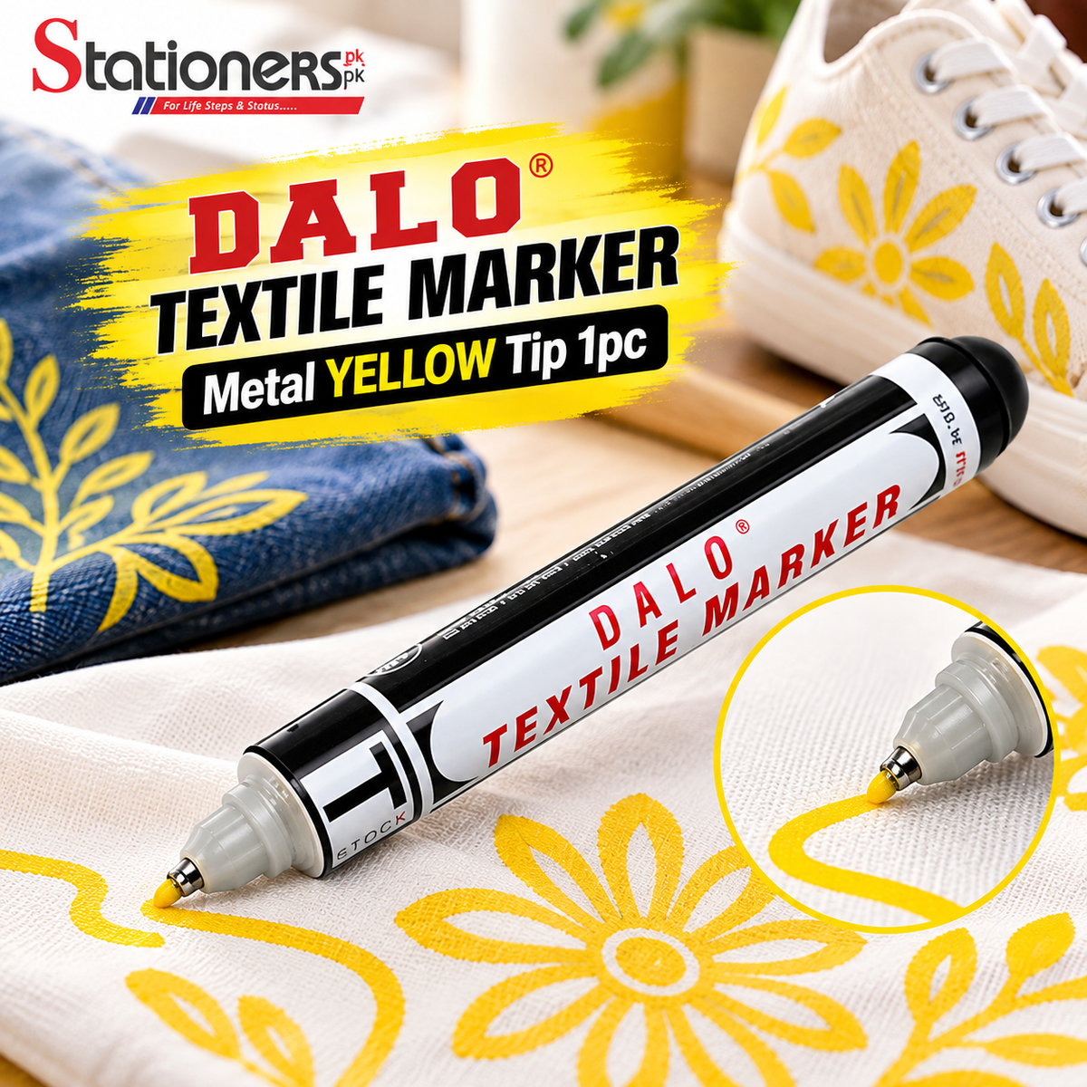 Dalo Textile Marker Metal YELLOW Tip 1pc