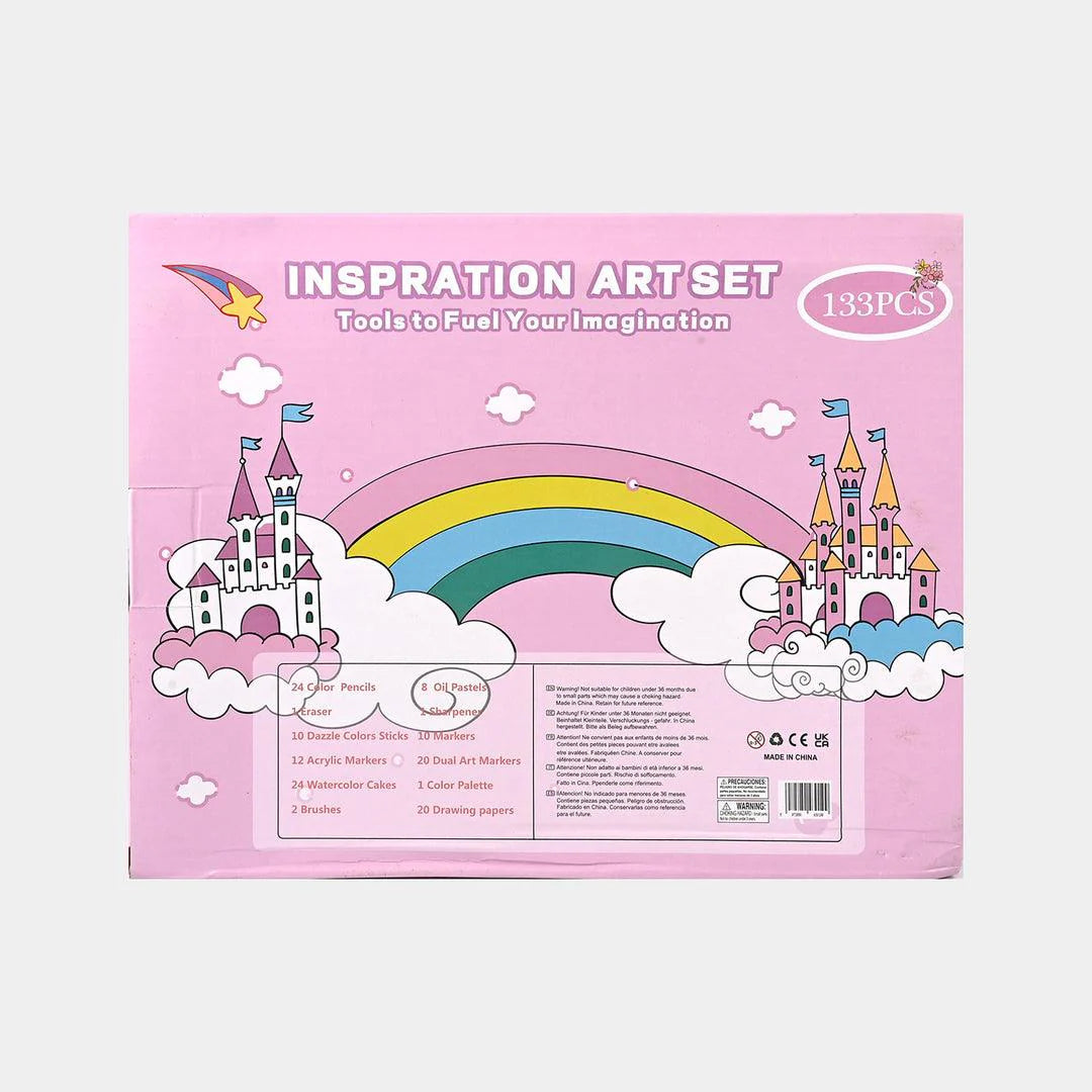 Moon Rocket 113pcs Art Kit – Space Theme Coloring & Drawing Set (Blue & Pink)