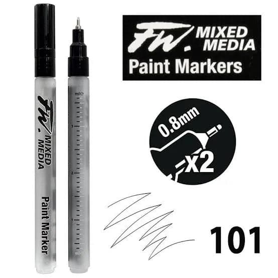 Daler Rowney FW Mixed Media Technical Paint Markers 0.8mm Pack Of 2