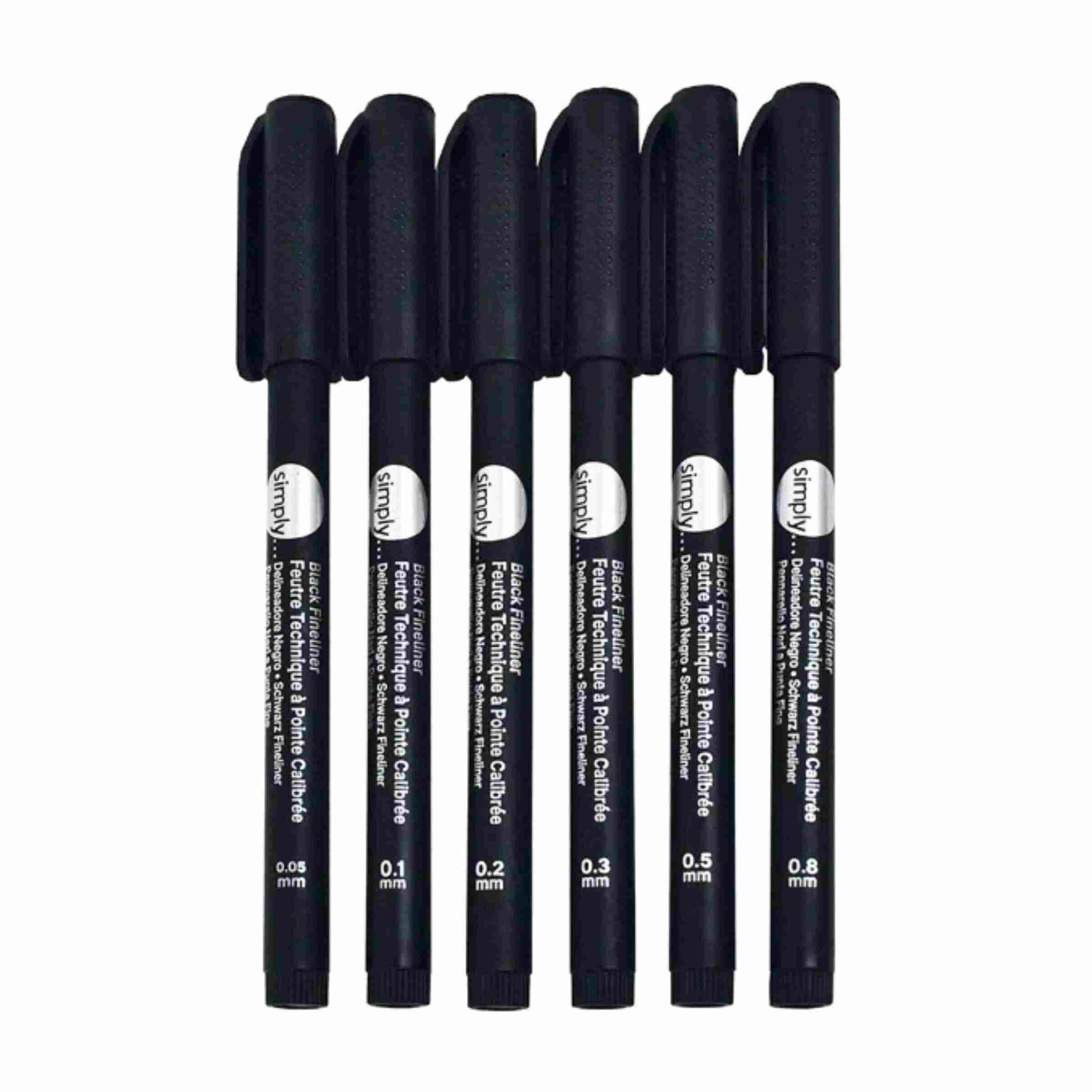Daler Rowney Simply Black Fineliner Pen Set of 6 Pcs