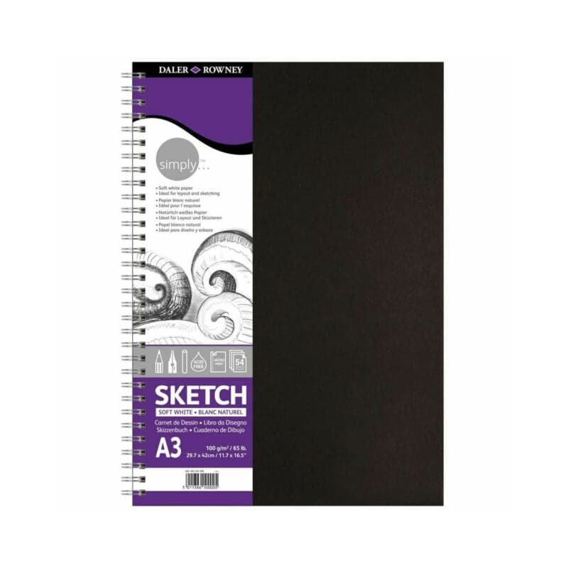 Daler Rowney Simply Spiral Sketchbook In Black Hard Cover