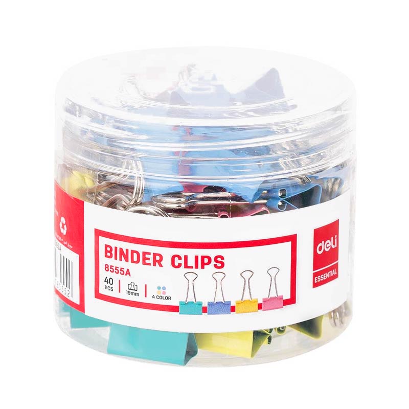 Deli Colorful Binder Clip 19mm E8555A Pack of 40