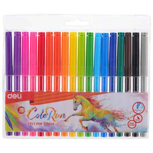 Deli Felt Pen Set of 18 Colors EC10013