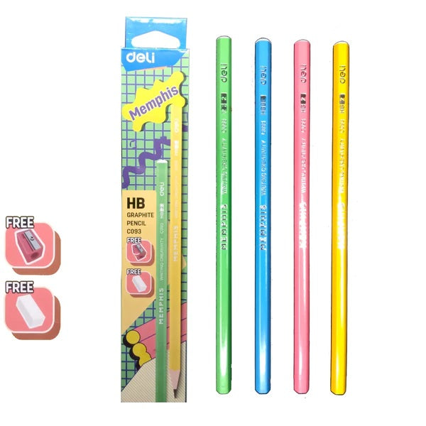 Deli HB Graphite Pencils C093 with Eraser and Sharpener