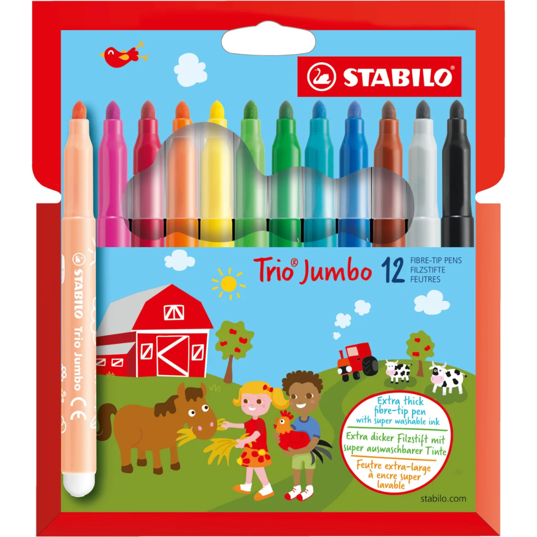 STABILO  Extra-thick Fibre-Tip Pen Trio Jumbo Pack of 12
