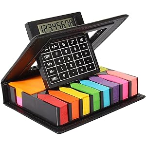 Faux Leather Sticky Note Memo Pad Case with Calculator